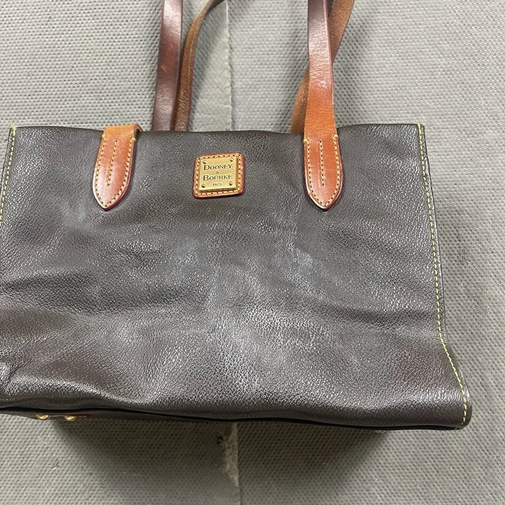 Dooney & Bourke Small Shopper Tote Bag Brown Leather Smal Pebbles Brown Handles